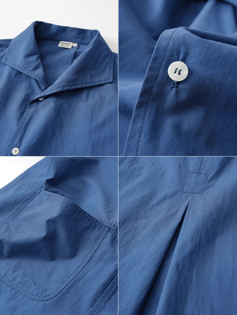U字パッチポケット開襟シャツ メンズ レディース 綿100% 半袖｜U - shaped Patch Pocket Open Collar SHIRT N5419 - メンズファッション通販 NNine(ナイン)