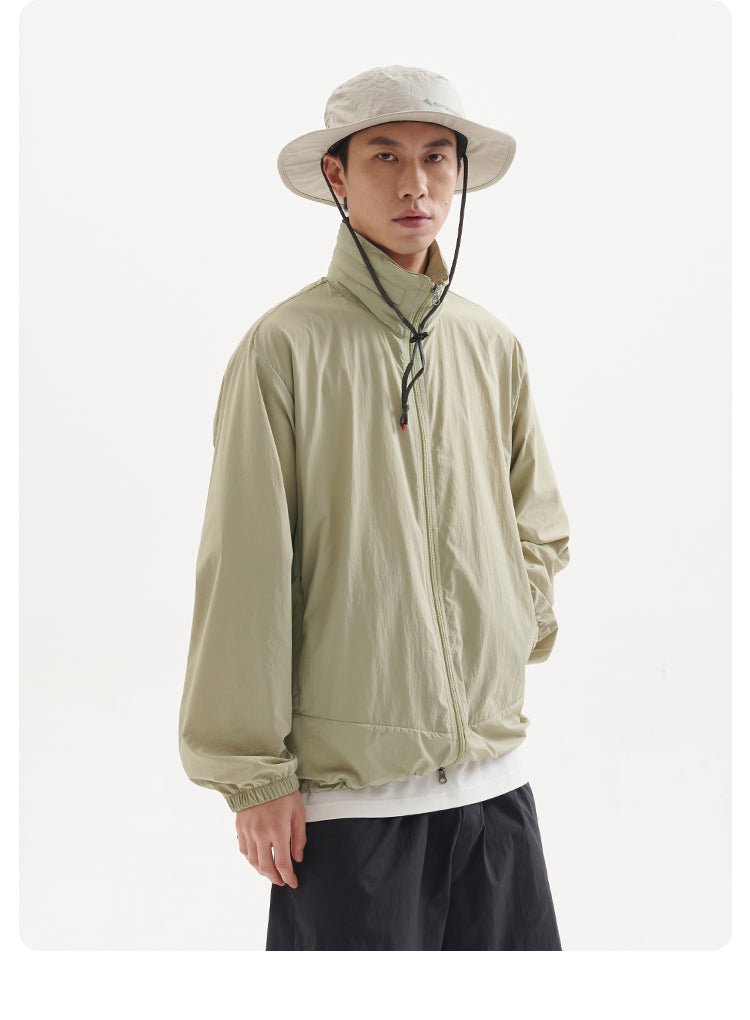 【UVカット】UPF100+ stand collar nylon jacket N3343 - NNine