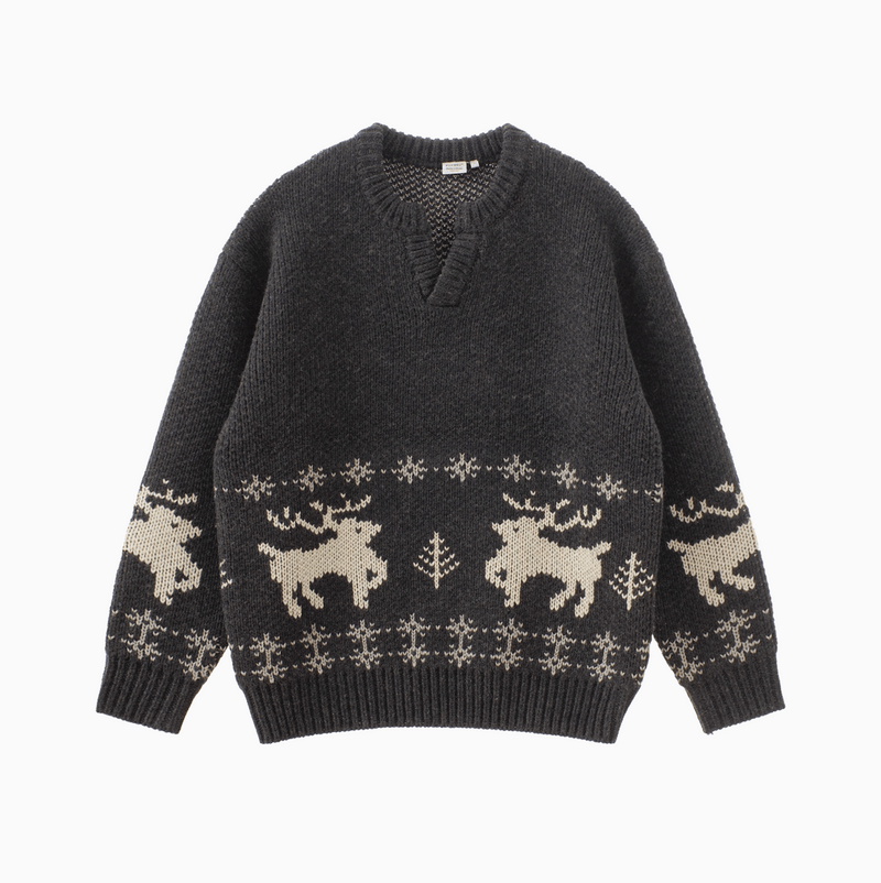 【ウールブレンド】V neck deer knit sweater N4798 - NNine