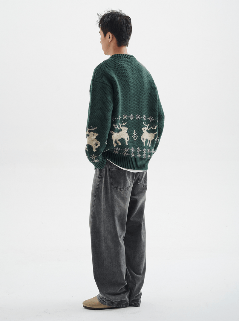 【ウールブレンド】V neck deer knit sweater N4798 - NNine