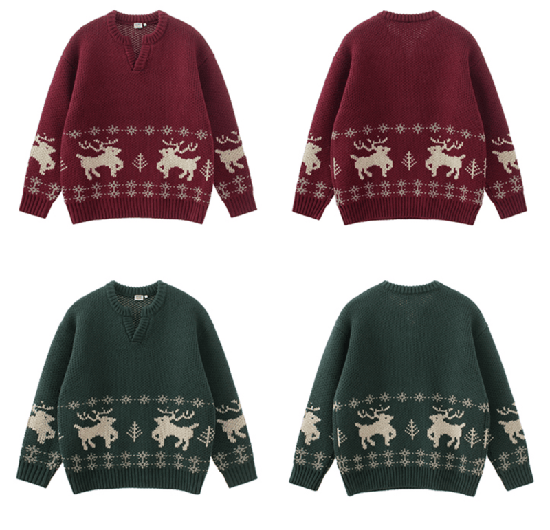 【ウールブレンド】V neck deer knit sweater N4798 - NNine