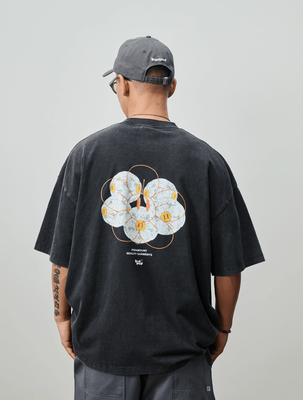 Vintage flower ball print T-shirt N5615 - ファッション通販NNine（ナイン）