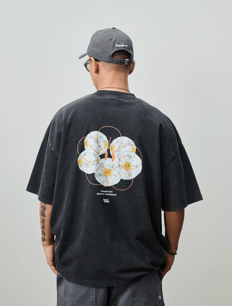 Vintage flower ball print T-shirt N5615 - ファッション通販NNine（ナイン）