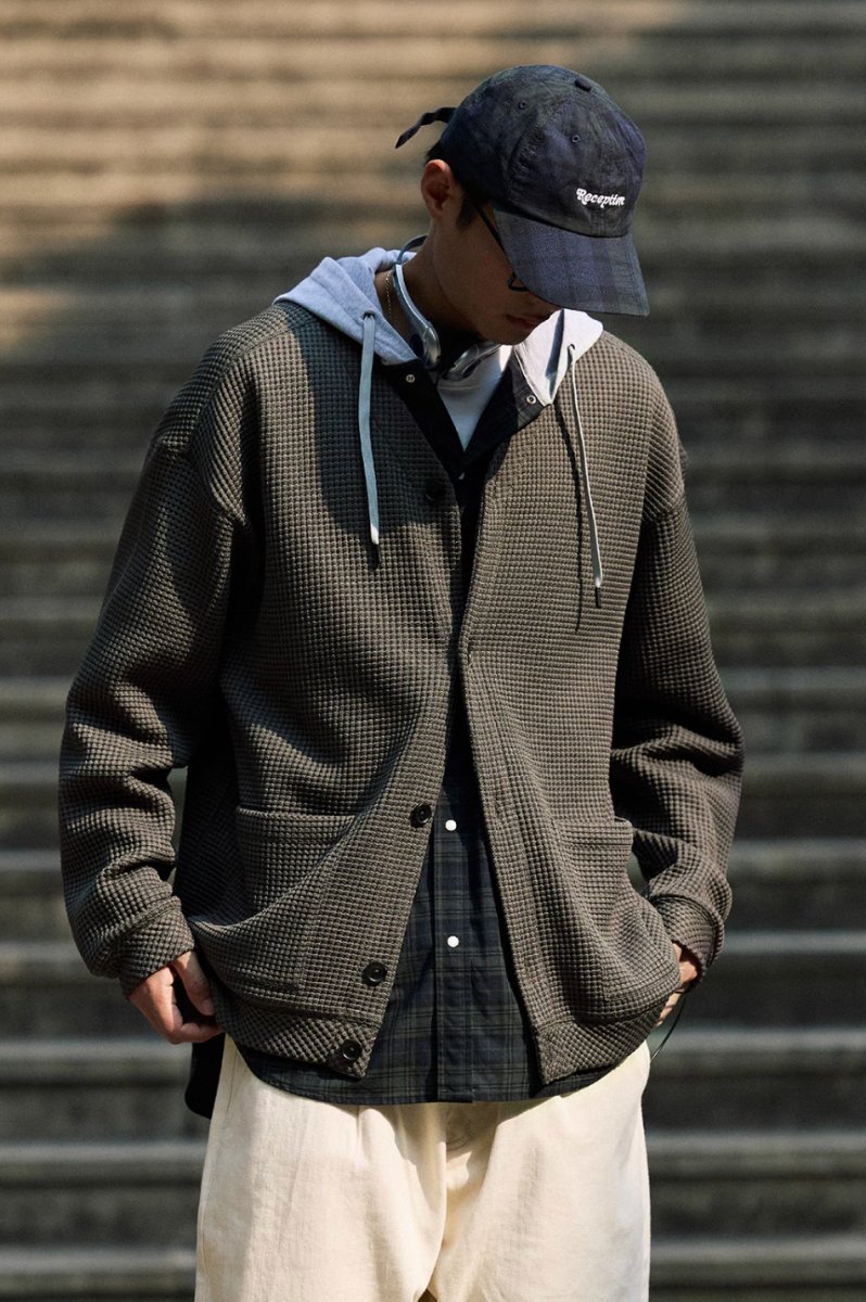 ワッフルカーディガン waffle cardigan / ソロテックスワッフルニットカーディガン N4484