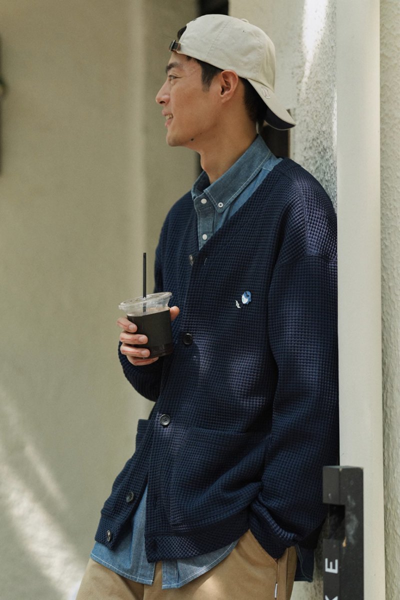 ワッフルカーディガン waffle cardigan / ソロテックスワッフルニットカーディガン N4484