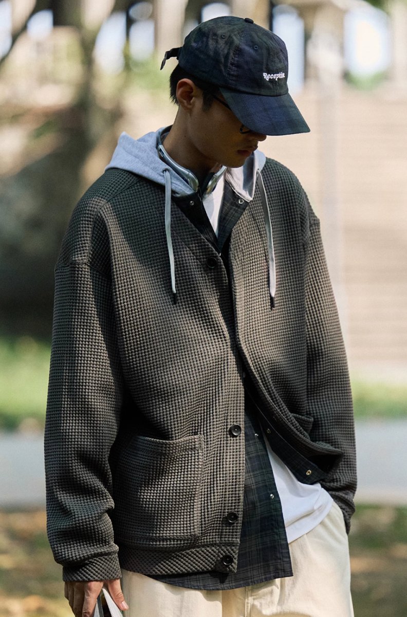 ワッフルカーディガン waffle cardigan / ソロテックスワッフルニットカーディガン N4484