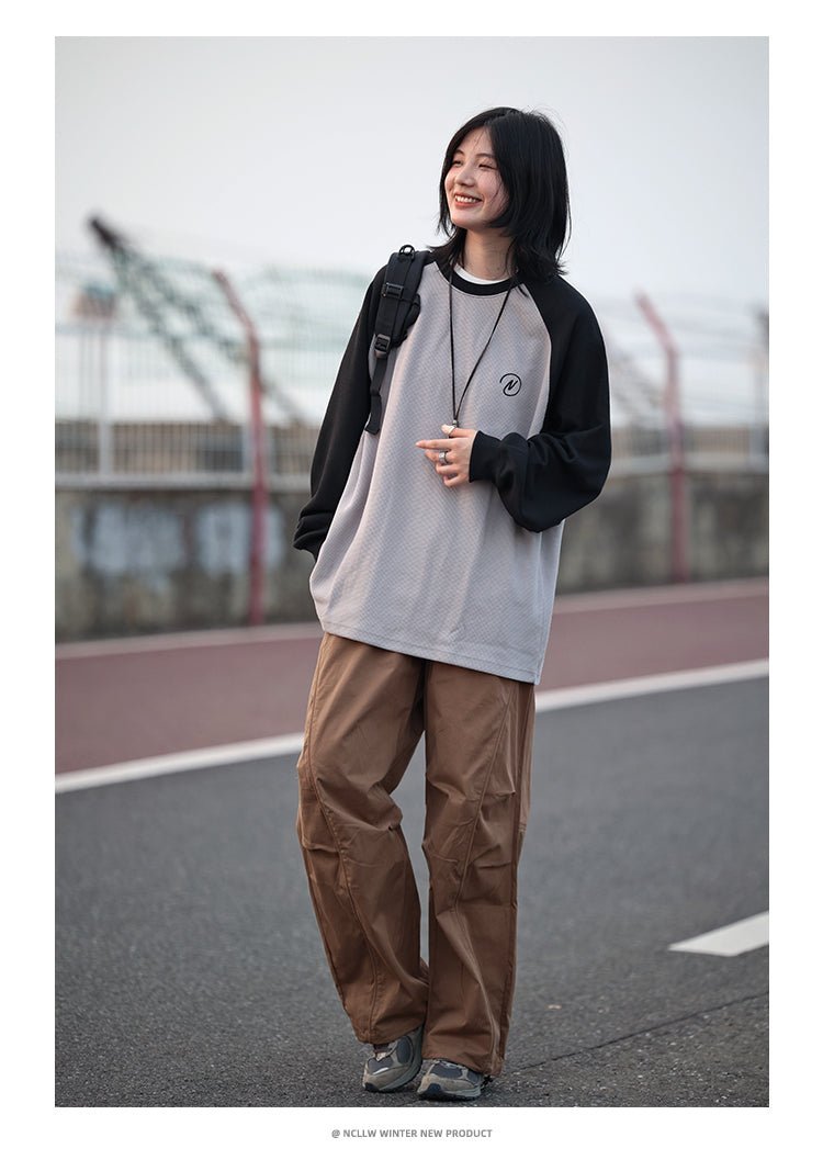 waffle fabric raglan sweatshirt　NW368 - NNine