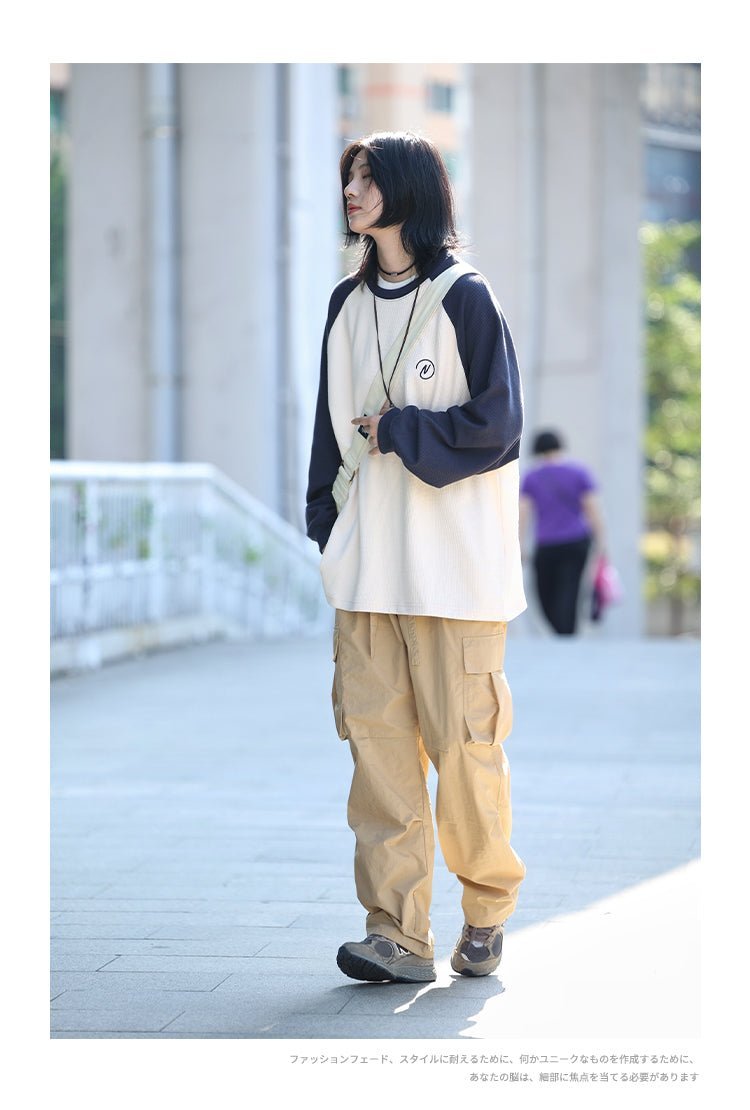 waffle fabric raglan sweatshirt　NW368 - NNine