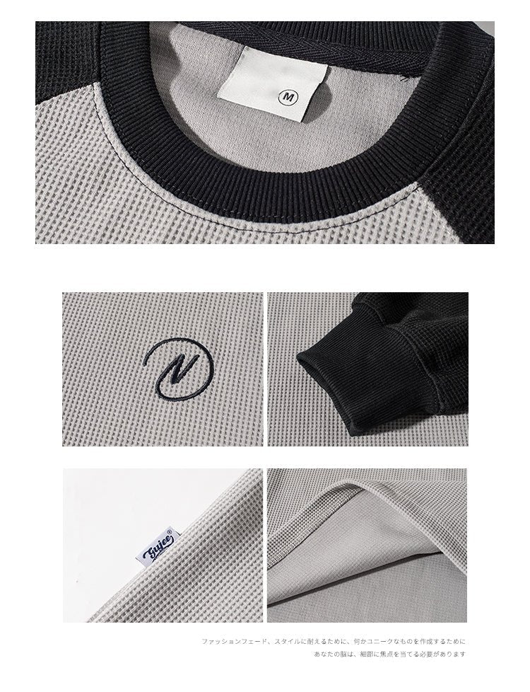 waffle fabric raglan sweatshirt　NW368 - NNine