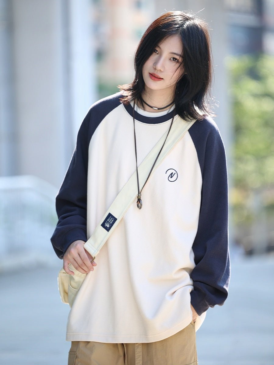 waffle fabric raglan sweatshirt　NW368 - NNine