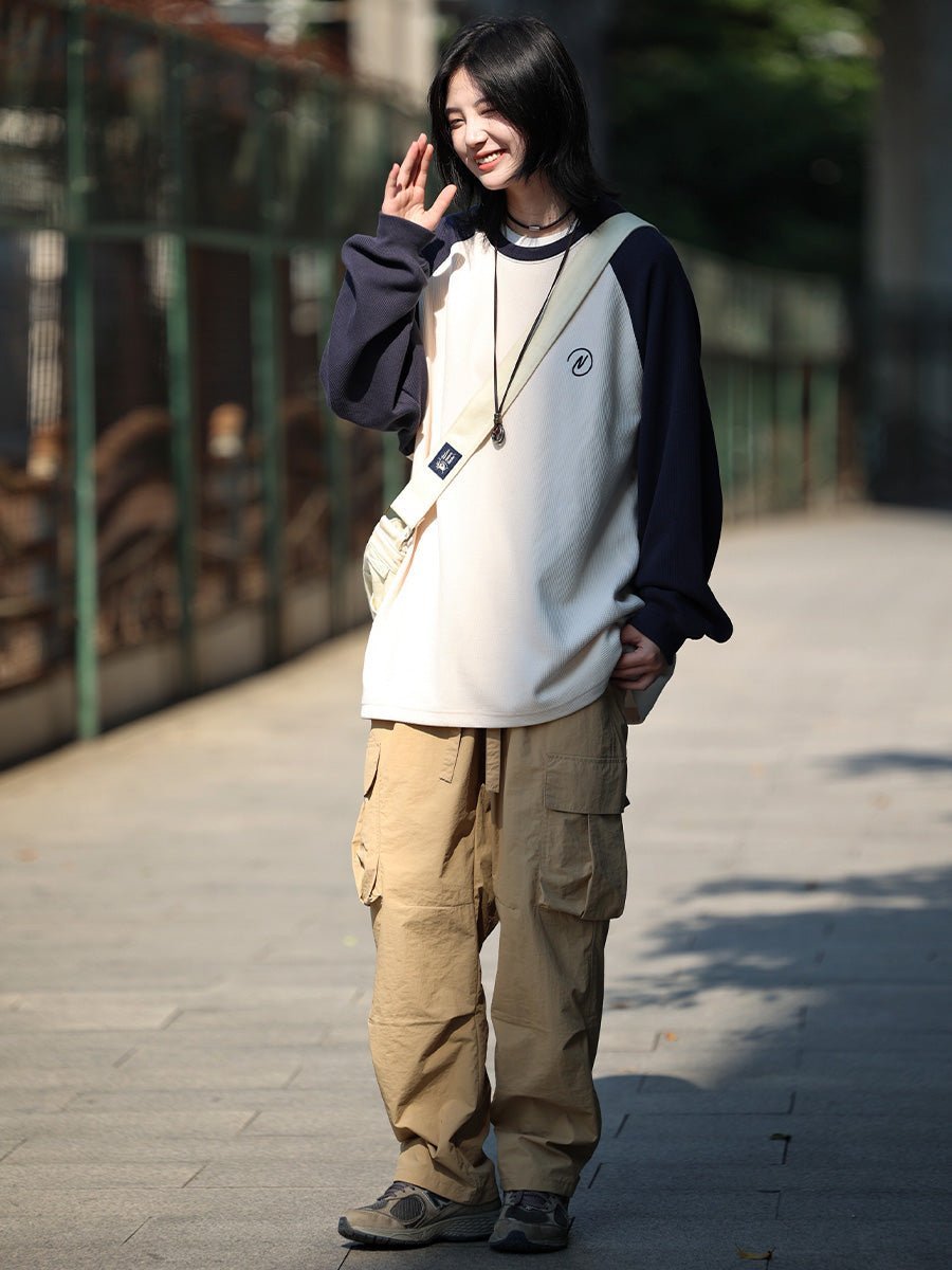 waffle fabric raglan sweatshirt　NW368 - NNine