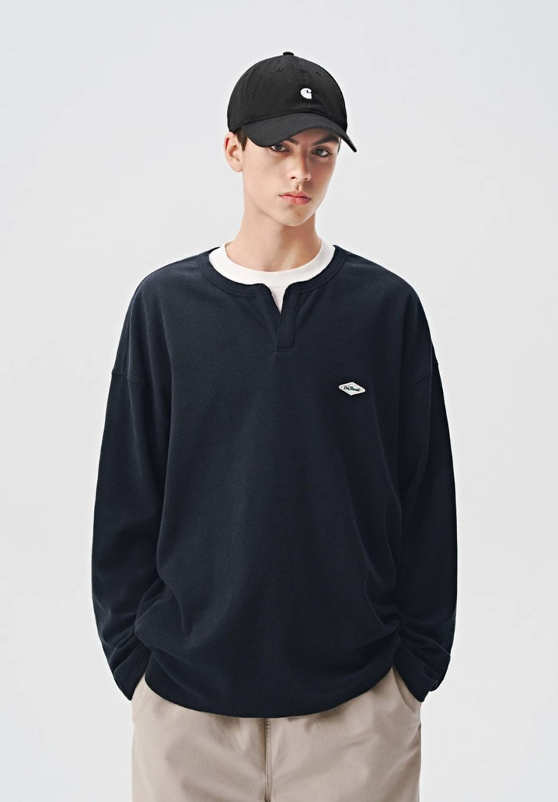 waffle henley collar sweatshirt / ワッフルヘンリーネックロンT N4108 - NNine