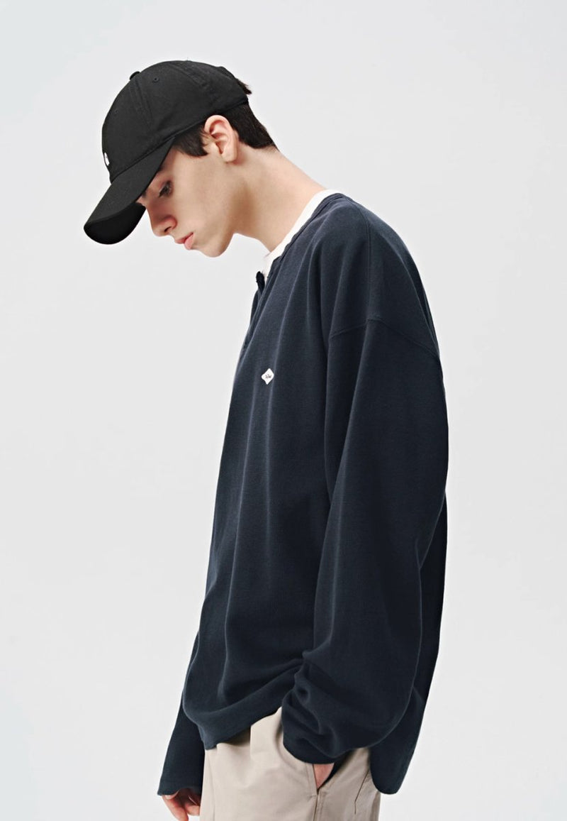 waffle henley collar sweatshirt / ワッフルヘンリーネックロンT N4108 - NNine