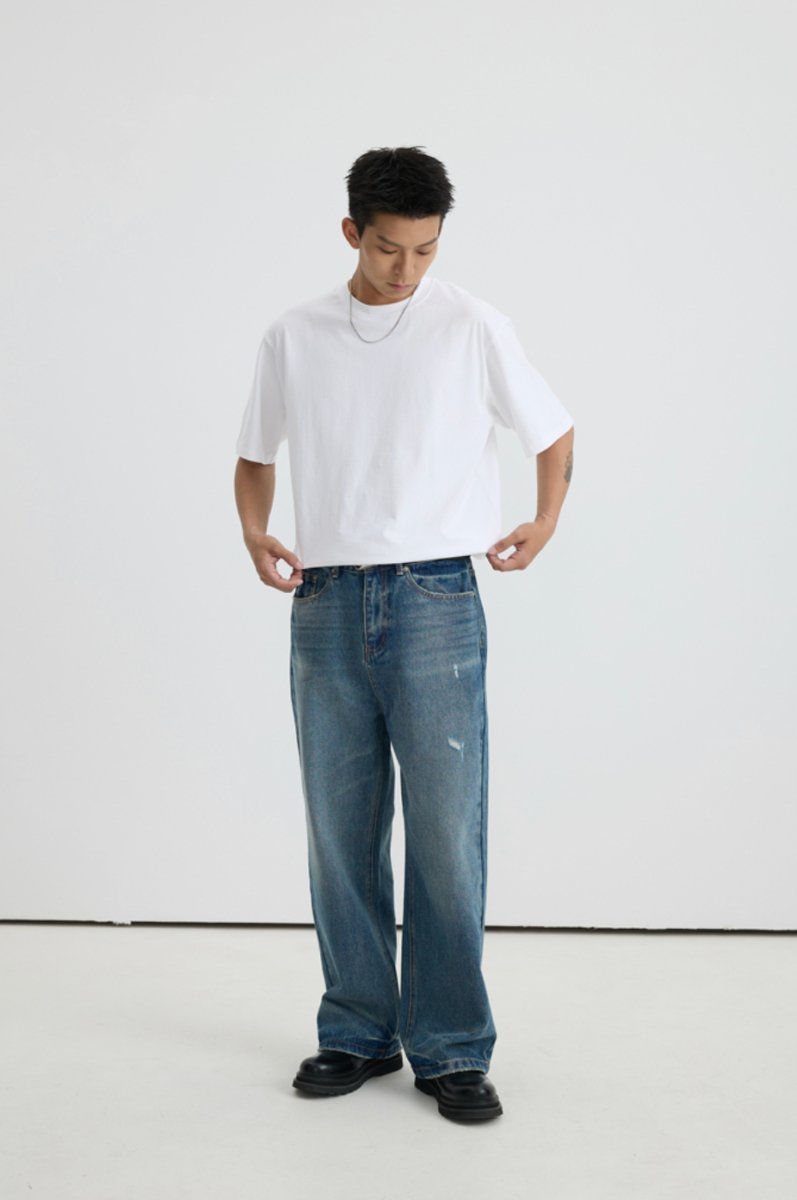 Washed denim distressed pants N4632 - NNine