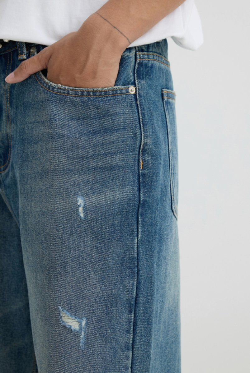 Washed denim distressed pants N4632 - NNine