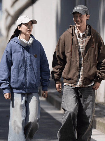 中綿入り】washed zip hoodie N4560