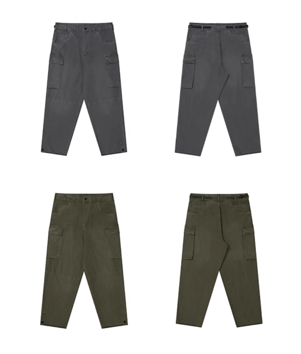 ウォッシュ加工ワイドカーゴパンツ / WIDE CARGO PANTS N4538 - ファッション通販NNine（ナイン）