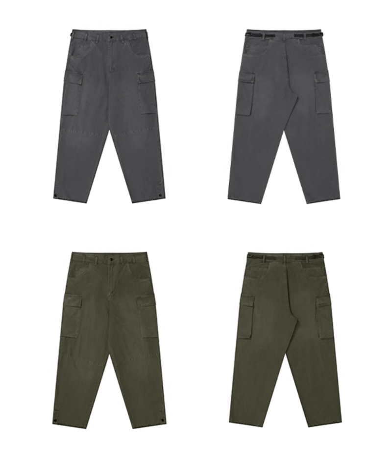 ウォッシュ加工ワイドカーゴパンツ / WIDE CARGO PANTS N4538 - ファッション通販NNine（ナイン）