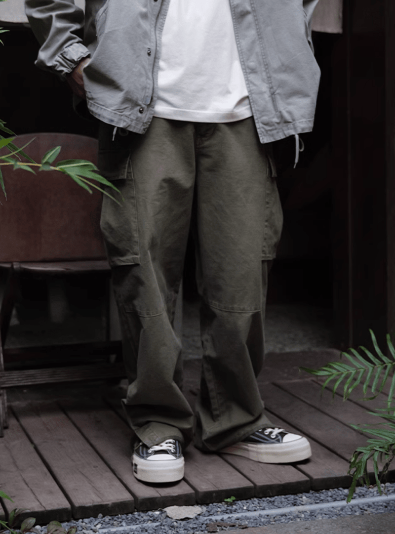 ウォッシュ加工ワイドカーゴパンツ / WIDE CARGO PANTS N4538 - ファッション通販NNine（ナイン）