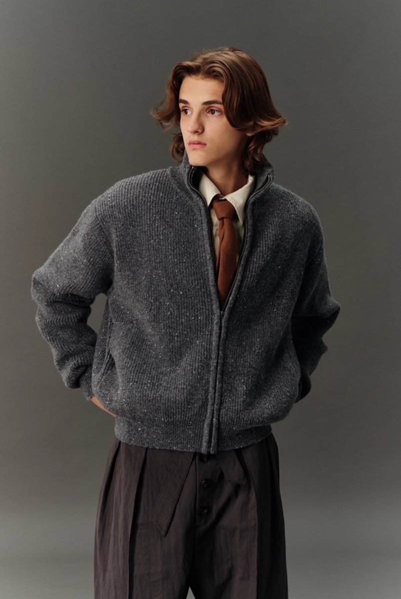 WOOL BLEND KNIT ZIP JACKET / ウールブレンド短丈ニットジャケット N4619 - NNine