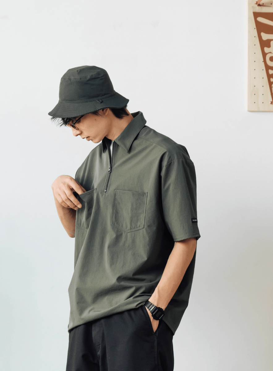 全方位ストレッチ ハーフジップシャツ 軽量 速乾 YKKジップ / Stretch Polo N5387 - メンズファッション通販 NNine(ナイン)