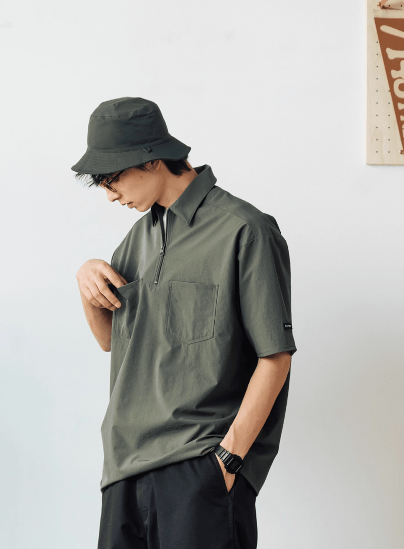 全方位ストレッチ ハーフジップシャツ 軽量 速乾 YKKジップ / Stretch Polo N5387 - メンズファッション通販 NNine(ナイン)