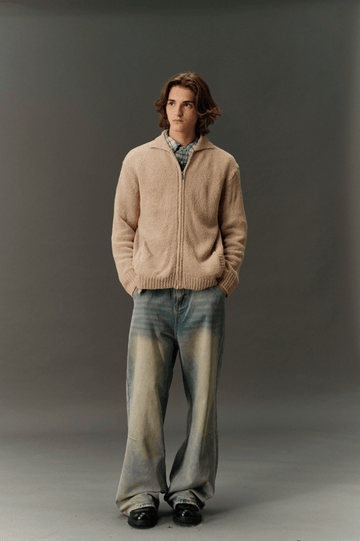 zip knit blouson N4831