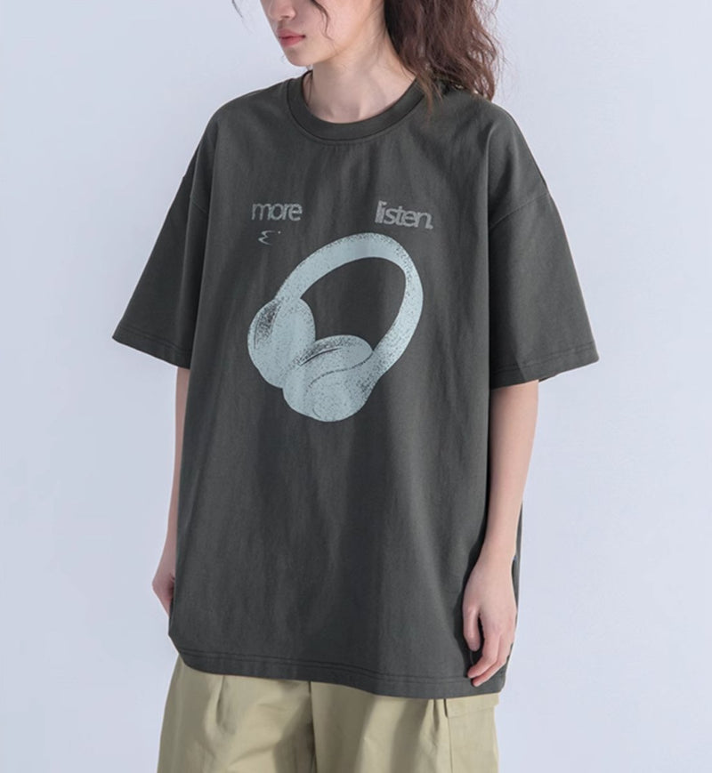 【270G】Headphone print T-shirt N168 - NNine