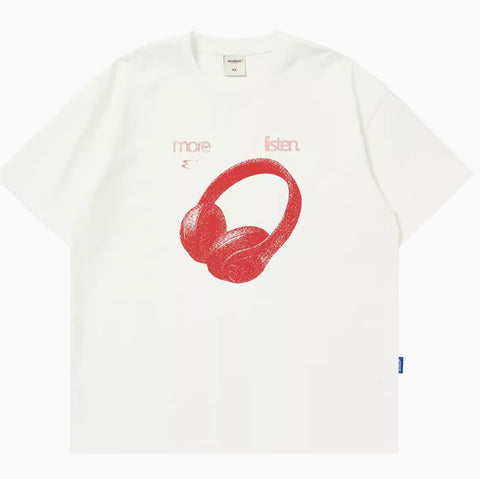 [270G] Headphone-Print T-Shirt   N168