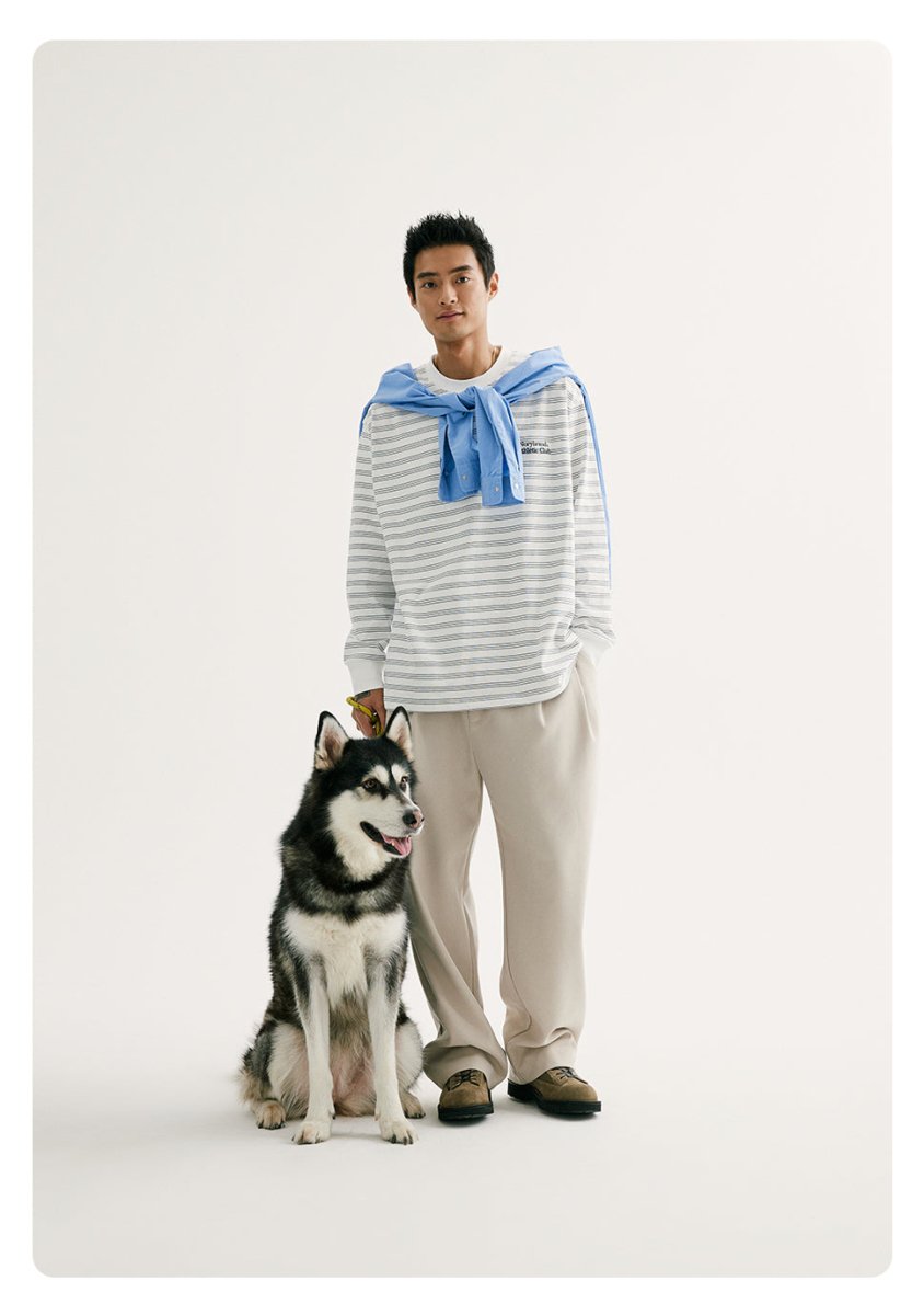 【300G】Border long -sleeved T-shirt　N192 - NNine