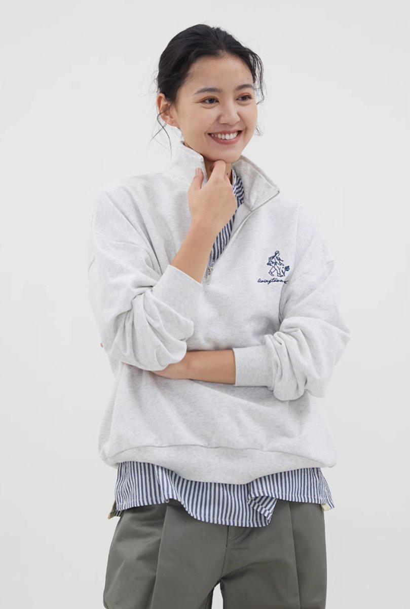 【380G】Half Zip Grey Sweatshirt N70 - NNine
