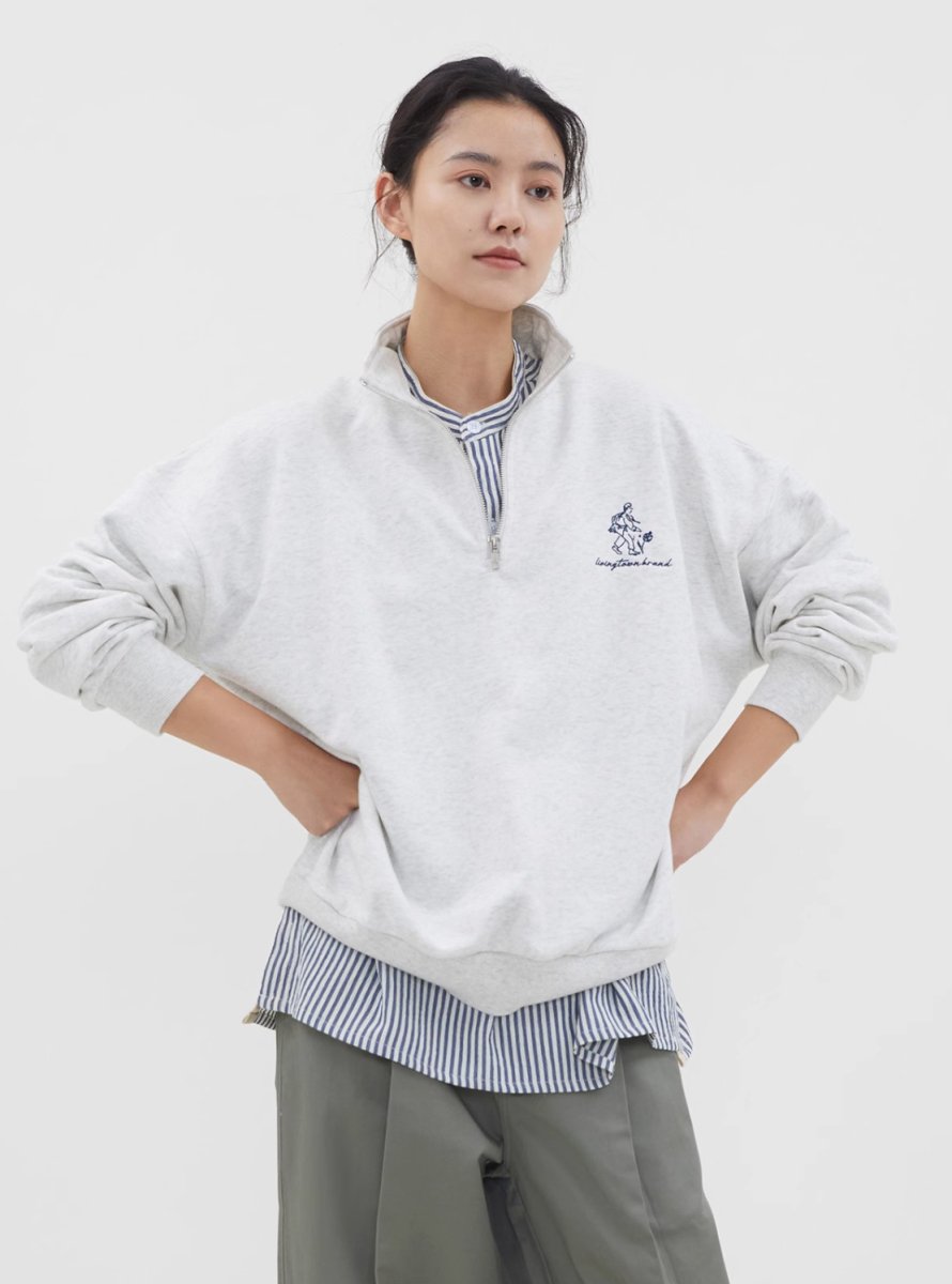 380G] Half Zip Grey Sweatshirt N70