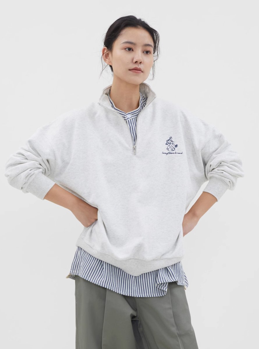 【380G】Half Zip Grey Sweatshirt N70 - NNine