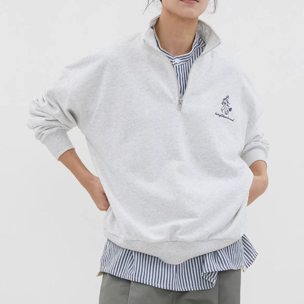 【380G】Half Zip Grey Sweatshirt N70 - NNine