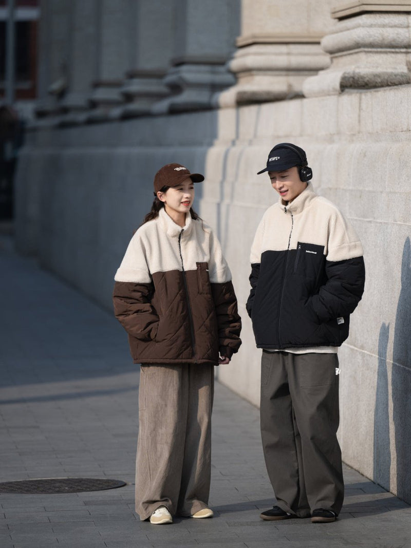Bicolor Stand Color Bore Blouson N2836 - NNine