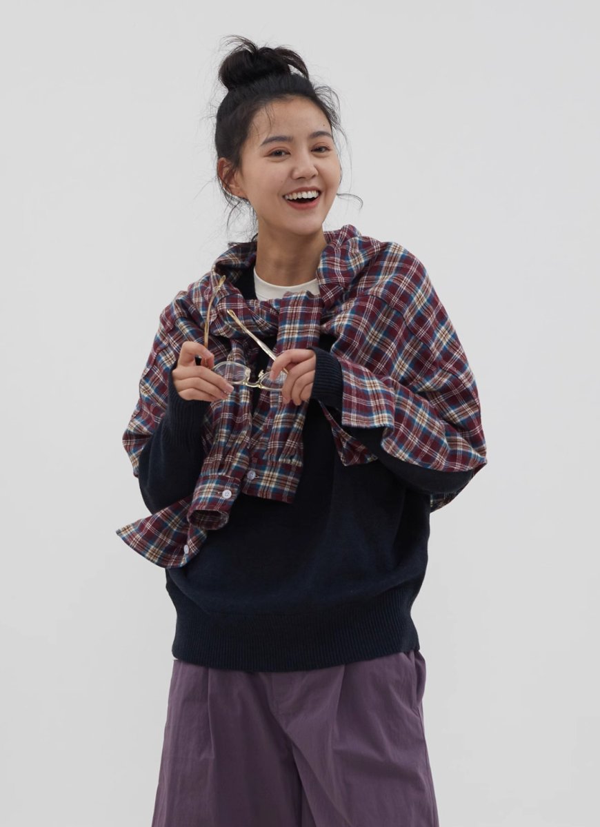 Classic contrast check shirt N71 - NNine