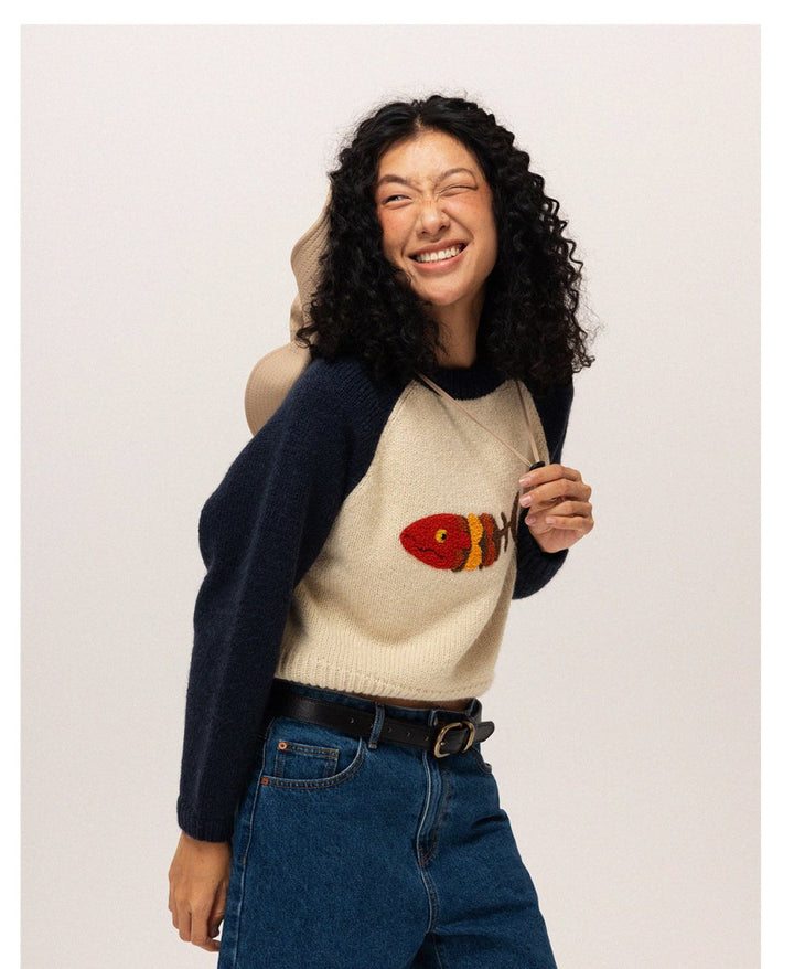 Fish retro wool knit sweater N2596 - NNine