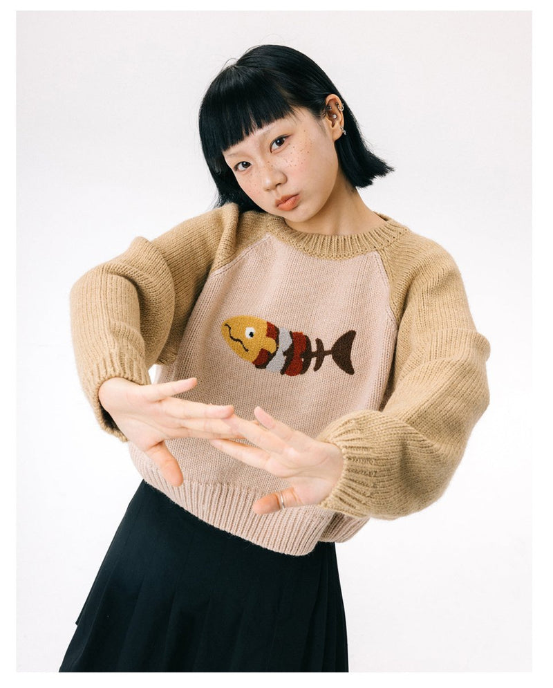 Fish retro wool knit sweater N2596 - NNine