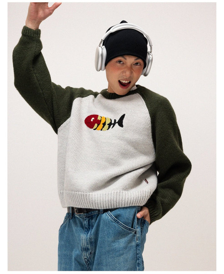 Fish retro wool knit sweater N2596 - NNine