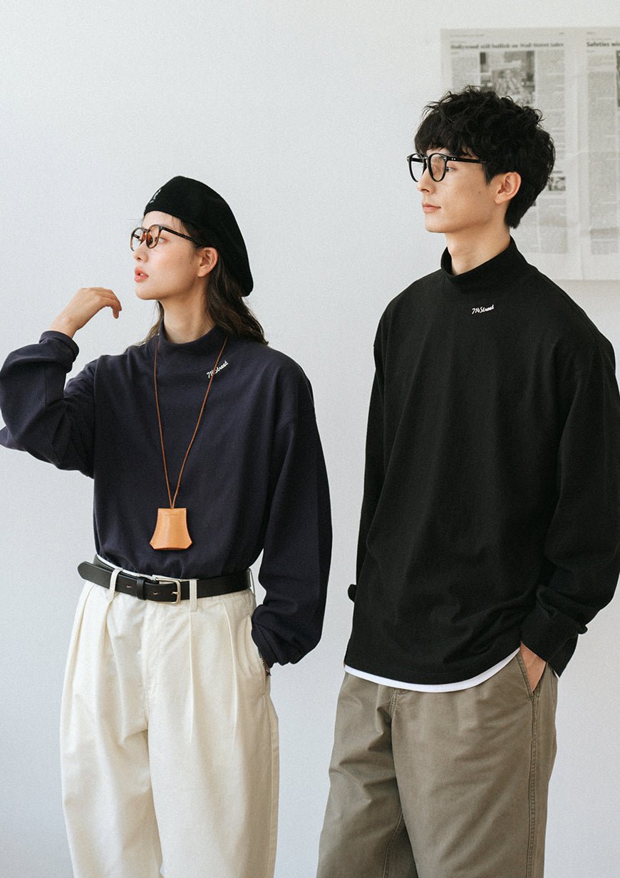 High neck logo long sleeve T-shirt　N1268 - NNine