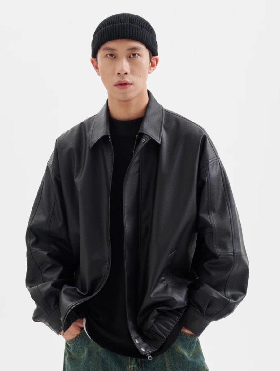 Leather coach jacket　N224 - NNine