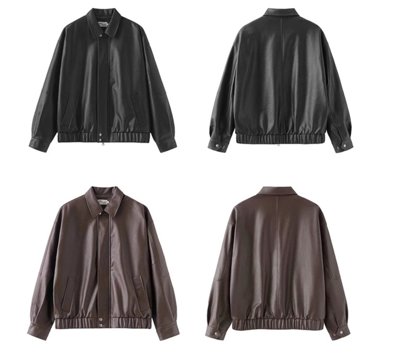 Leather coach jacket　N224 - NNine