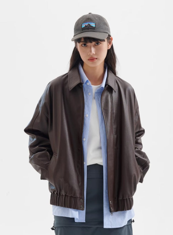 Leather coach jacket　N224