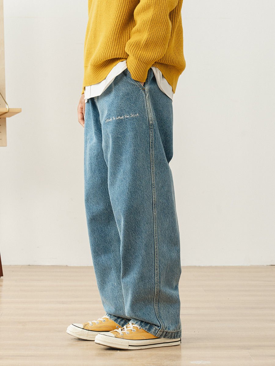 Logo stitch straight denim N1081 - NNine