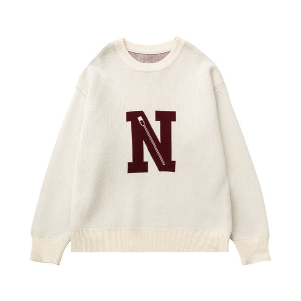 N logo retro campus sweater N2704 - NNine