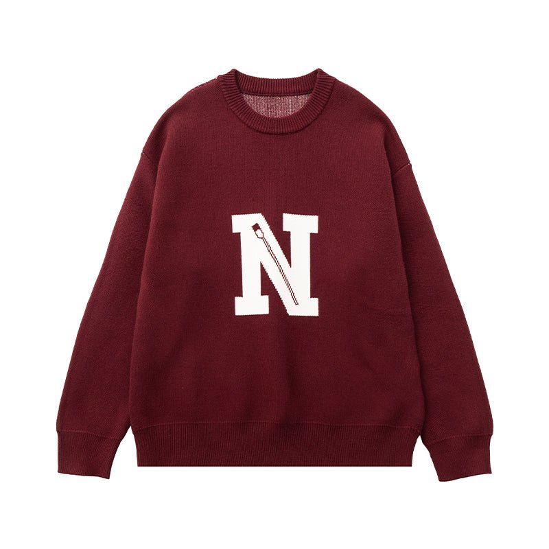 N logo retro campus sweater N2704 - NNine