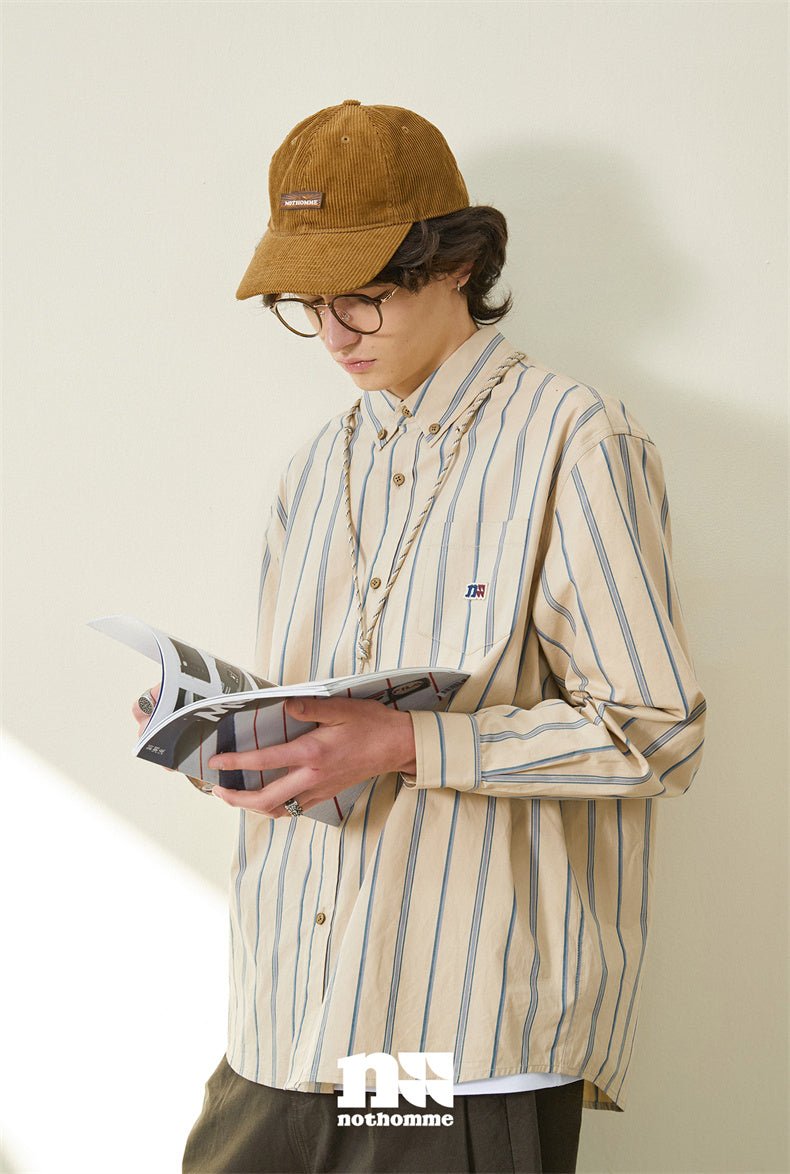 One point embroidery striped shirt N1975 – NNine