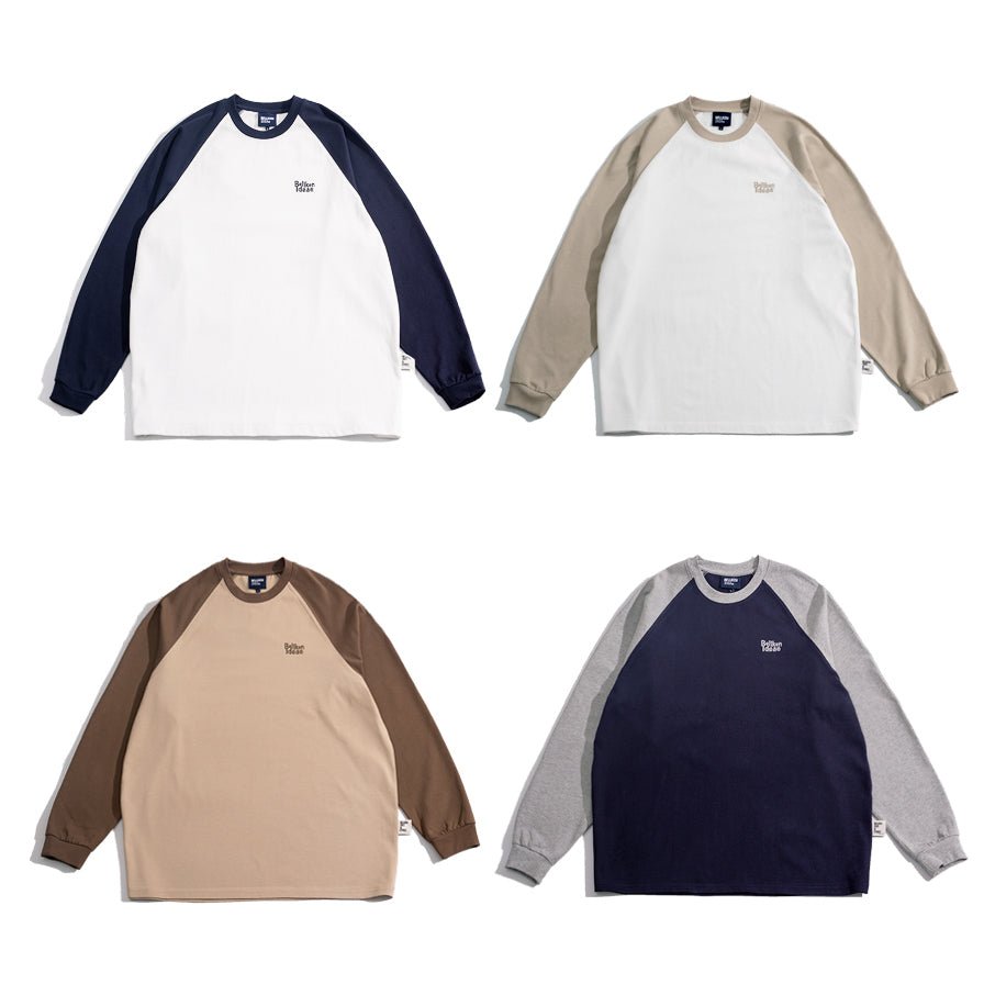 One point logo raglan long sleeve T-shirt　N1811 - NNine