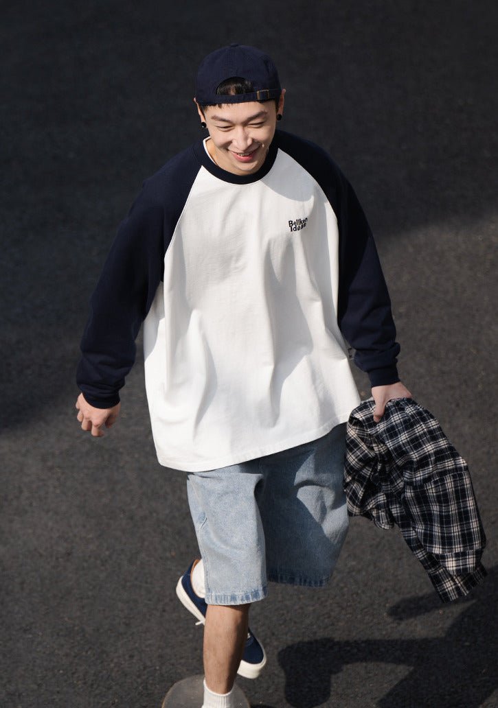 One point logo raglan long sleeve T-shirt　N1811 - NNine