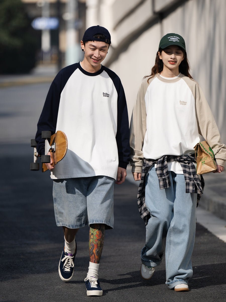 One point logo raglan long sleeve T-shirt　N1811 - NNine